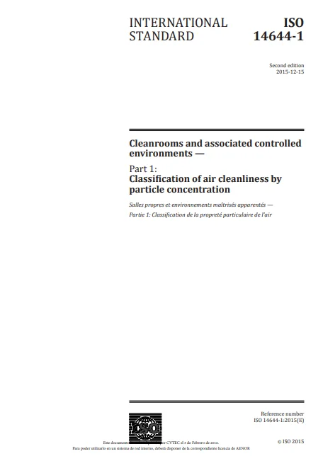 ISO 14644-1:2015 Couverture