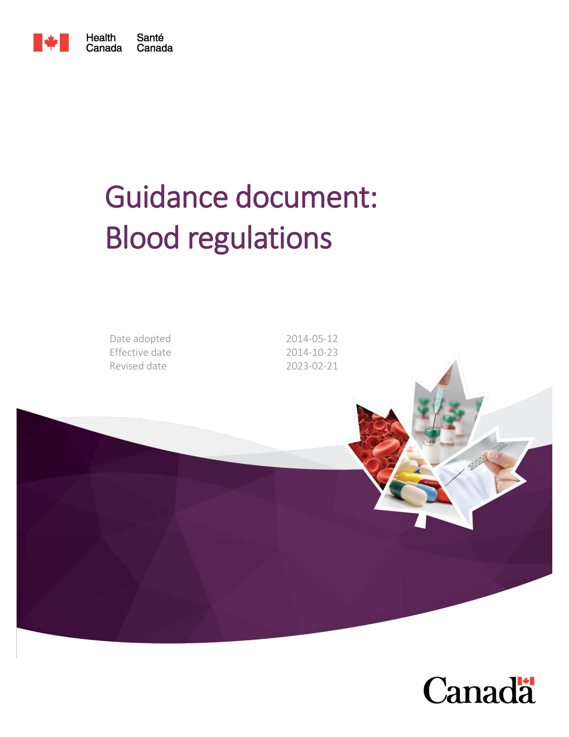 Health Canada Blood Regs Cover